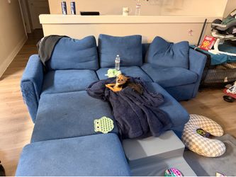 Blue couch with storage (read description)