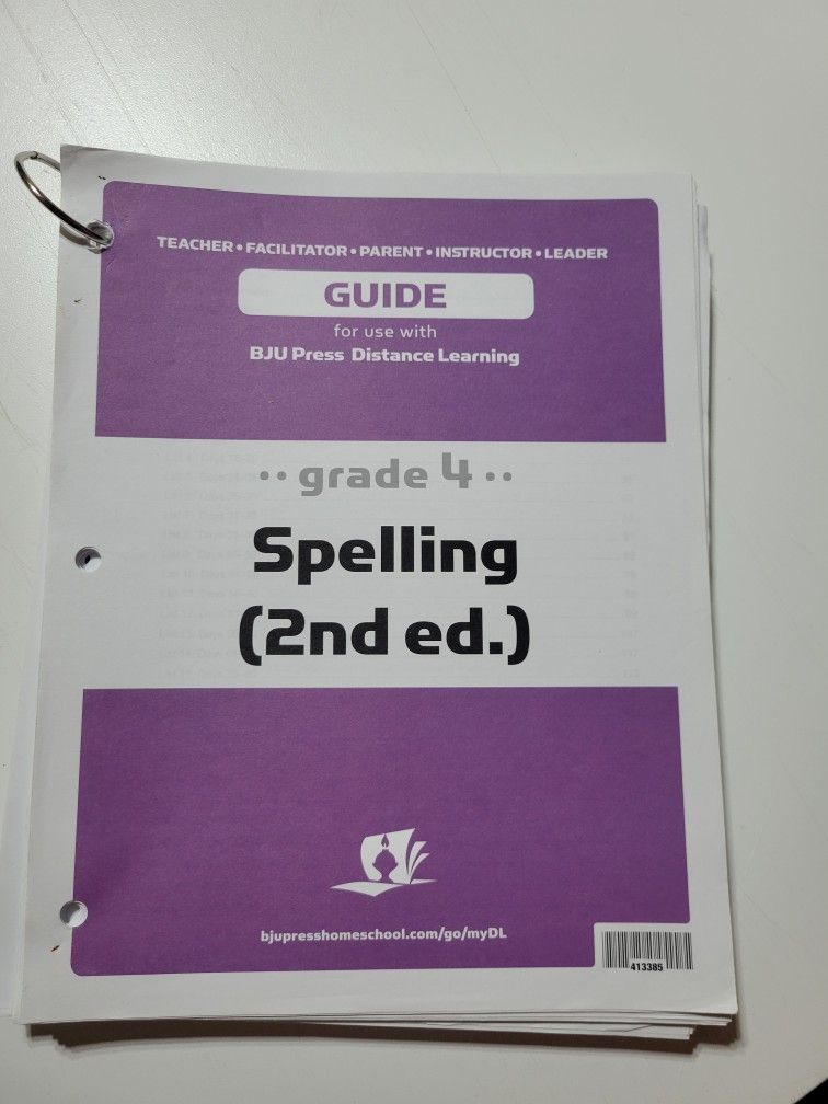 BJU Spelling Guide 4th Grade