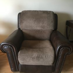 Brown Fabric / Faux Leather Automatic Recliner w USB input - $125 Or Best Offer
