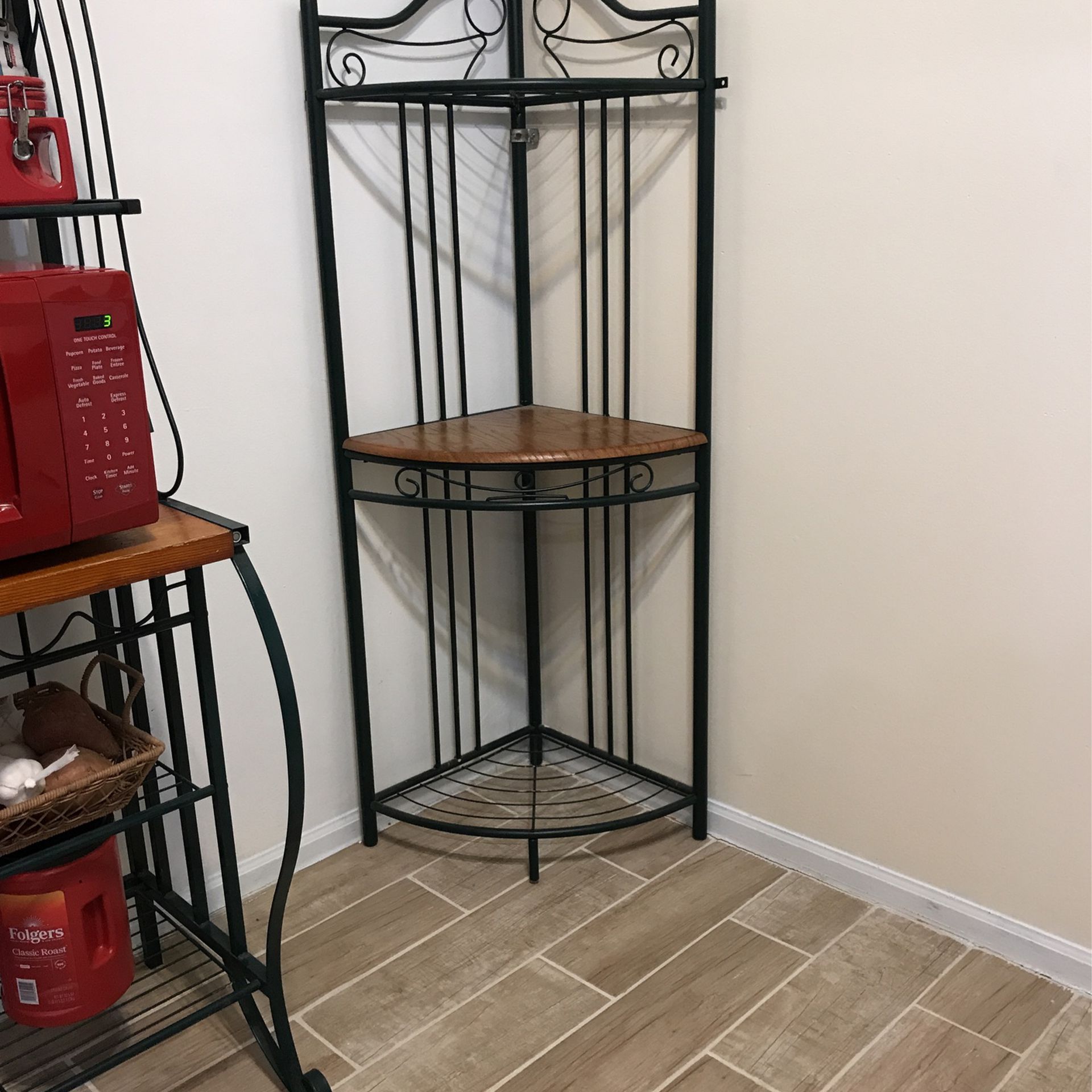 Two Kitchen Corner Shelf  And 5-Tier Metal Kitchen Bakers Rack