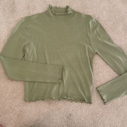 Cotton On Green Long Sleeve Lettuce hem shirt