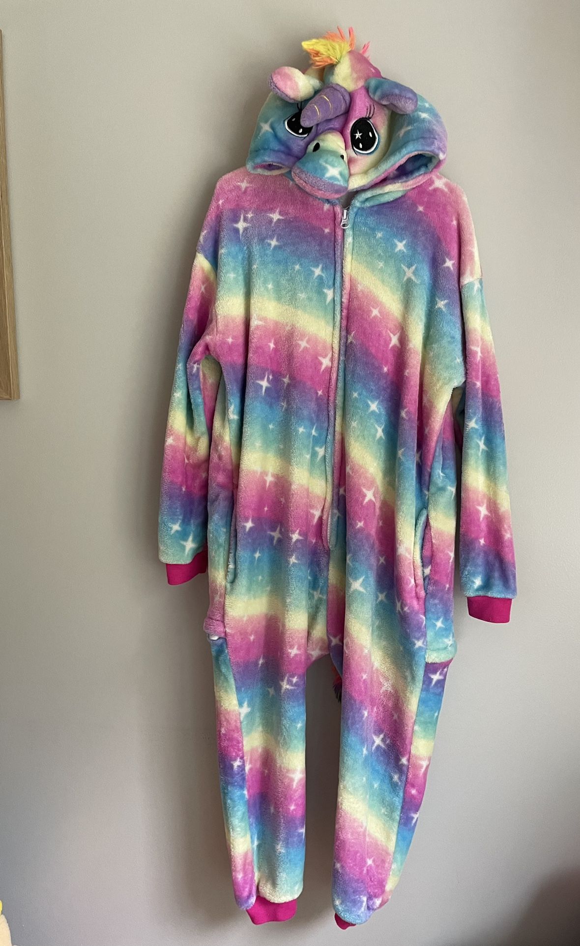 Rainbow Unicorn Girls Pajamas Size 5 / 6 Halloween Cozy Dress Up 
