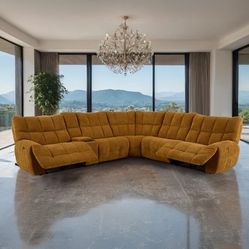 New Power Recliner Sectional Chenille Couch! Wireless Charging Station! Free Delivery 🚚! 