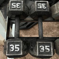 35lb Hex Iron Dumbbell set Weights 