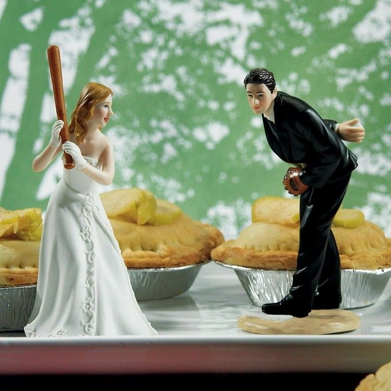 NIB WEDDINGSTAR Baseball Couple Wedding Cake Toppers Bride Groom