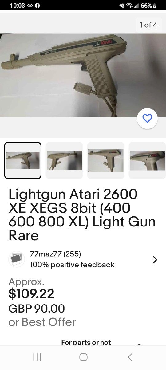 Lightgun Pour Atari 2600 / XE / XEGS / 8-bit - Fiche Semi-Métal - Jeu Bug Hunt Inclus - État Correct