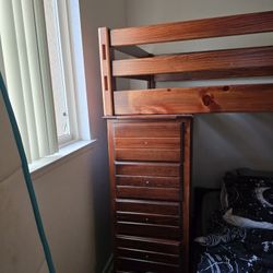 Solid Wood Twin over Twin bunckbed with intergrated desk and dresser