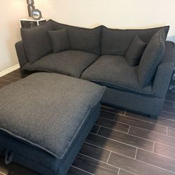 Black Boucle Cloud Sectional Couch