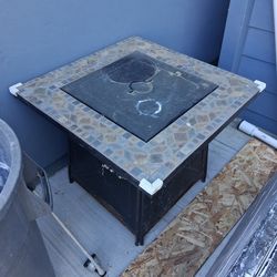 Propane red lava rock fire pit