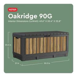 90 Gal. Weather Resisitant Plastic Resin Deck Box in Oak Wood Look Brown$80