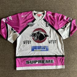 Size Large | Supreme Rhinestone Hockey Jersey Light Grey SS25 | IN HAND