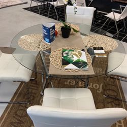 Ashley Dining set white chair 5pcs ❤️ same day delivery ! $799