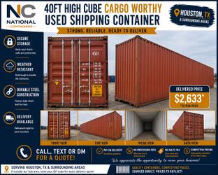 Houston, TX 40ft High Cube Cargo Worthy Shipping Container – Delivered $2,633