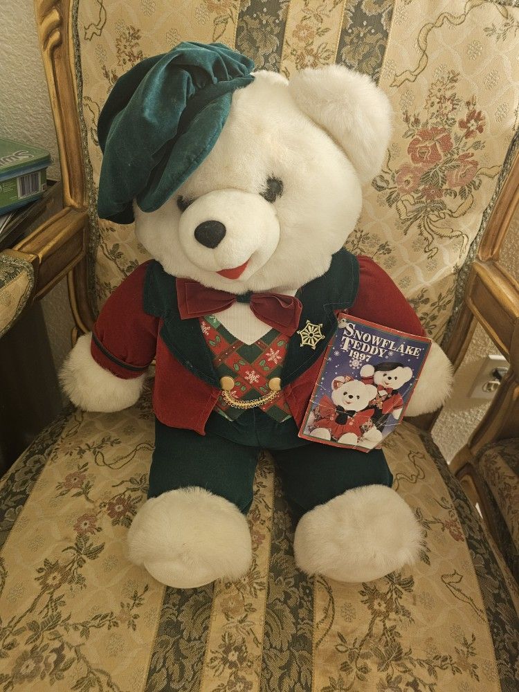 Vintage snowflake teddy (1997)plush stuffed Animal
