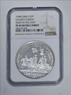 1998 10 pesos silver PF 69 ULTRA CAMEO Calixto Garcia