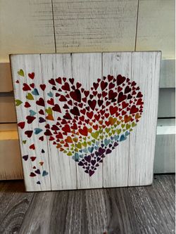 Cute 8x8 painted hearts on wood panels