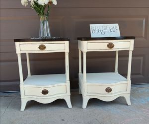 Vintage Farmhouse Mahogany Nightstands