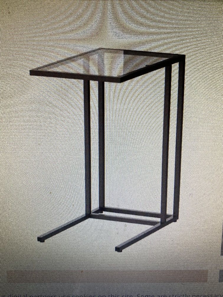IKEA Wittsjo U-Shape Side/Laptop Table Black Metal With The Glass Top
