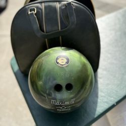 Vintage 70S Bowling Ball, Bag, And Shoes