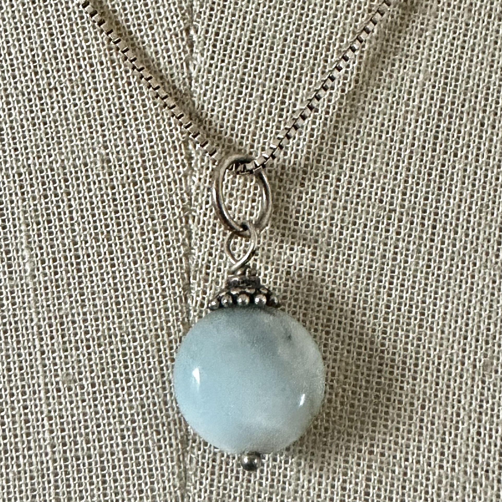 Sterling silver blue agate pendant necklace