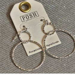 Posh Boutique Silver Hammered Earrings 