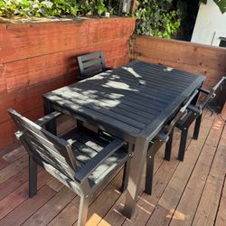 Black Wood Outdoor Table Set