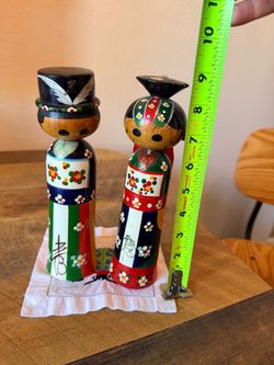 Japanese Kokeshi Wooden Doll Pair