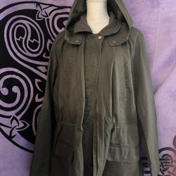 Olive Green Hooded Jacket 3X