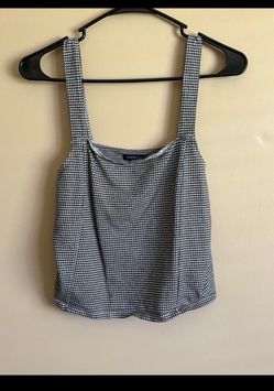 Women’s American Eagle Black Gingham Crop Tank Top Size Large