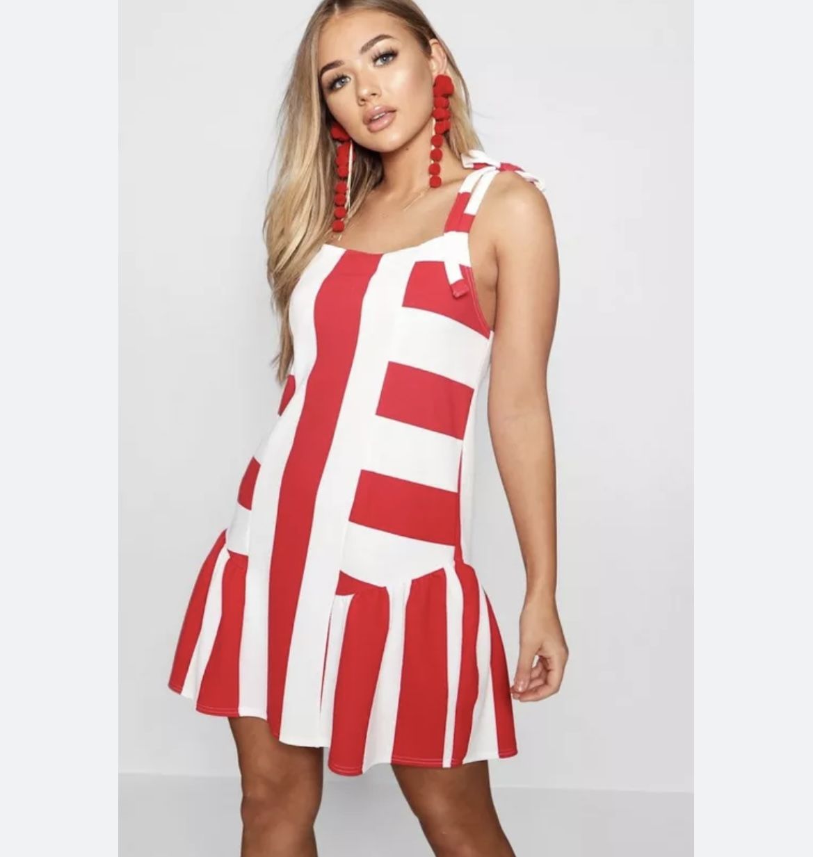 Cute Red And White Striped Dress