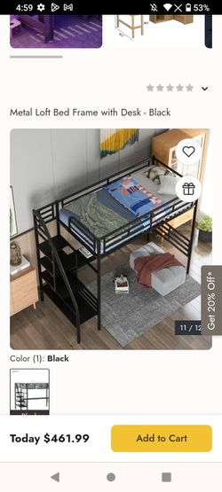 Metal loft bed frame XL