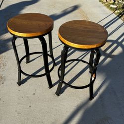 Bar Stools-Wood Top And Swivel