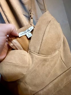 Beige Suede Bustier Jumpsuit