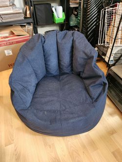 Big Joe Junior Bean Bag Lounge Chair Big Joey Denim Cobalt Blue Lightweight Plushie 26"H x26"D x28"W