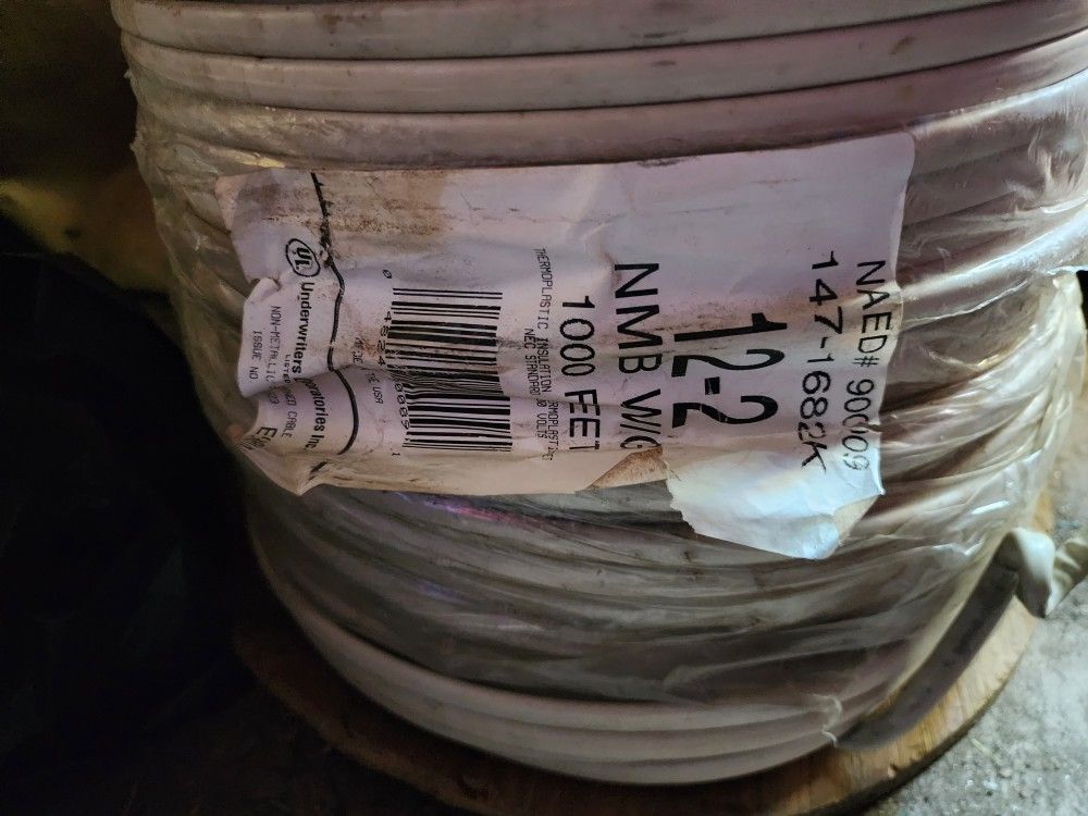 1000' 12/2 White Romex Spool , 12awg New Old Stock