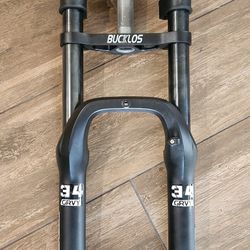 BUCKLOS 20 inch 4.0 Fat Tire Bike Suspension Fork, 180mm Travel 135mm Spacing Hub 9mm QR Ebike Oil MTB Fat Fork, Double Crown 1-1/8 Straight Electric 