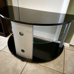 Semicircular Wall Table w/3 Plastic/Glass Shelves L40"xW20.5"xH 22", Pre-owned 