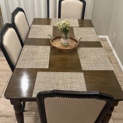 ‘72 - Beautiful Canadel Solid Wood Dining Table w/2 drawers   5  Beautiful Z Gallery dining chairs 