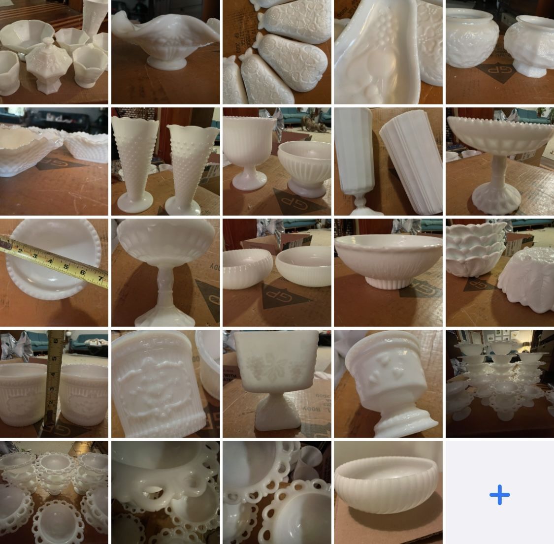 huge collection vintage retro antique white milk glass milkglass