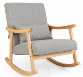 Grey Rocking Chair with Pillow Rocking Armchair
