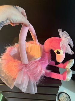 Pink Flamingo Plush Basket (great for trick or treating)