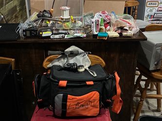 Fishing Tackle Bag with Gear and Accessories