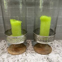 Farm Style Candle Holder Pair