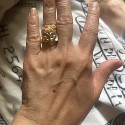three tones Calalily 14kt gold ring