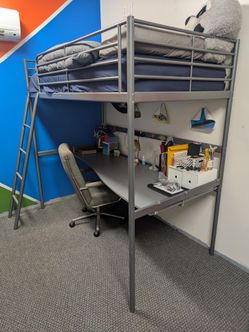 Twin Sized Loft Bed with Desk