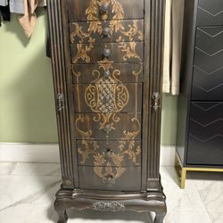 A Beautiful Jewelry Stand With Mirror  0bo. 42Hx 18 1/2 W X 12D