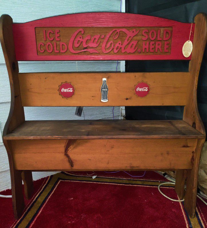 Authentic Coca Cola Solid Wood Bench Antique 