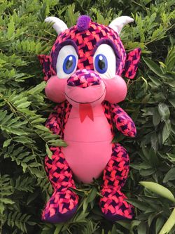 Giant Carnival Stuffed PINK & PURPLE HOUNDSTOOTH DRAGON