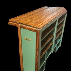 Kitchen Island With 2 Bar Stools On Locking Wheels 