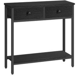 HOOBRO 29.5" Narrow Console Table with 2 Fabric Drawers, Small Entryway Table with 2-Tier Storage Shelves, Sofa Table, Behind Couch Table, for Living 